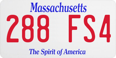 MA license plate 288FS4