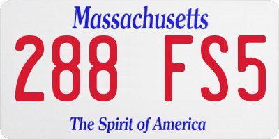 MA license plate 288FS5
