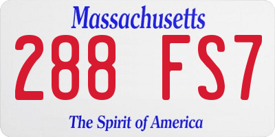 MA license plate 288FS7