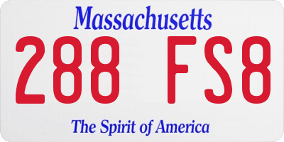 MA license plate 288FS8