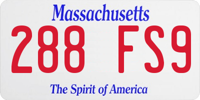 MA license plate 288FS9