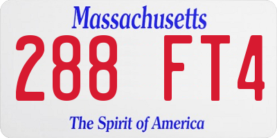 MA license plate 288FT4