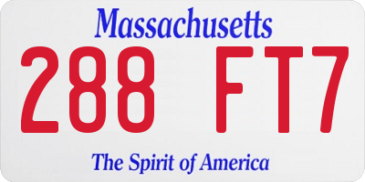 MA license plate 288FT7