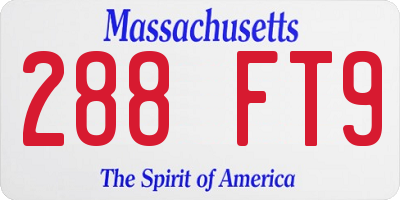 MA license plate 288FT9