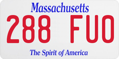 MA license plate 288FU0