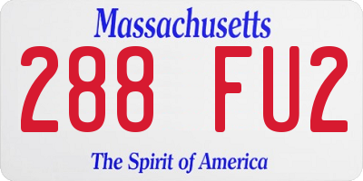 MA license plate 288FU2