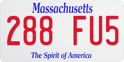 MA license plate 288FU5