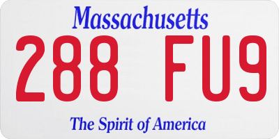 MA license plate 288FU9