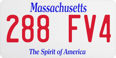MA license plate 288FV4