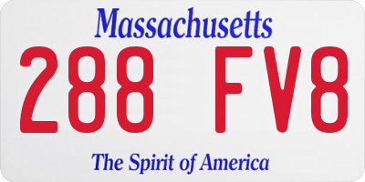 MA license plate 288FV8
