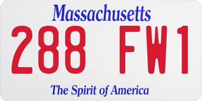 MA license plate 288FW1