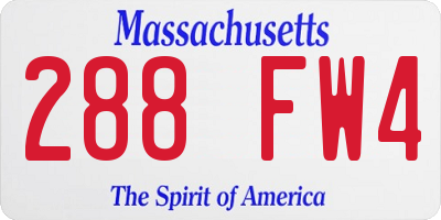 MA license plate 288FW4