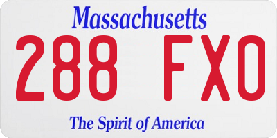 MA license plate 288FX0