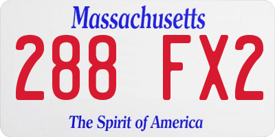 MA license plate 288FX2
