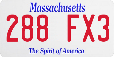 MA license plate 288FX3