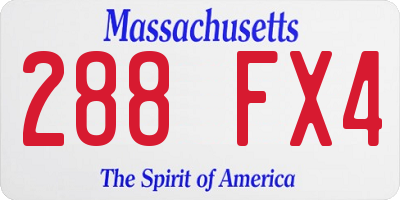 MA license plate 288FX4