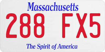 MA license plate 288FX5