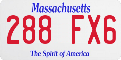 MA license plate 288FX6