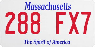 MA license plate 288FX7
