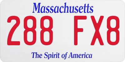 MA license plate 288FX8