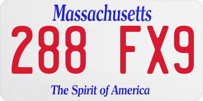 MA license plate 288FX9