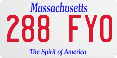 MA license plate 288FY0