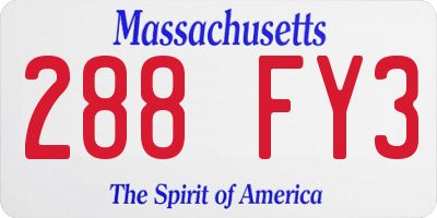 MA license plate 288FY3