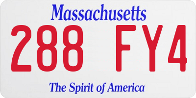 MA license plate 288FY4
