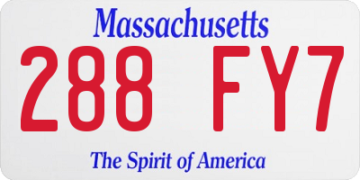 MA license plate 288FY7
