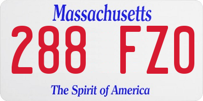 MA license plate 288FZ0