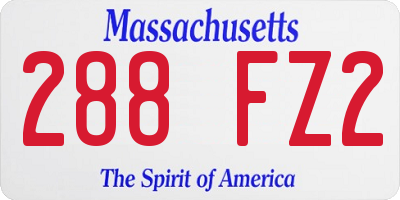 MA license plate 288FZ2