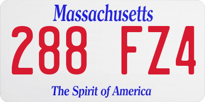 MA license plate 288FZ4