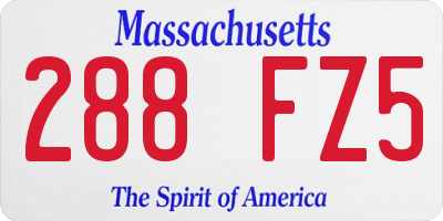 MA license plate 288FZ5