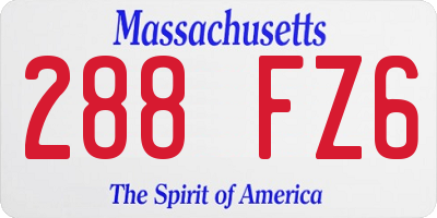 MA license plate 288FZ6