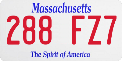 MA license plate 288FZ7