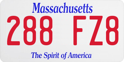 MA license plate 288FZ8