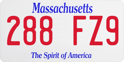 MA license plate 288FZ9