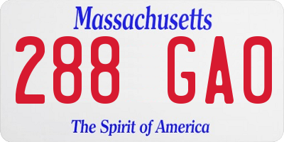 MA license plate 288GA0