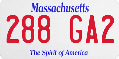 MA license plate 288GA2