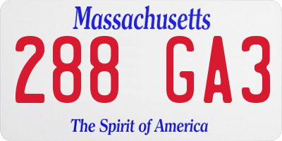 MA license plate 288GA3