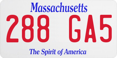 MA license plate 288GA5