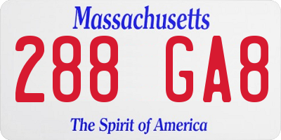 MA license plate 288GA8