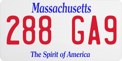 MA license plate 288GA9