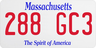 MA license plate 288GC3
