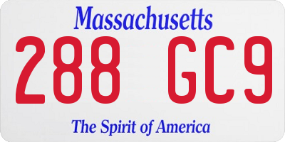 MA license plate 288GC9