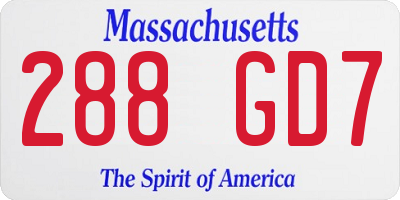 MA license plate 288GD7