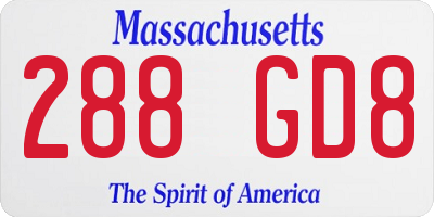 MA license plate 288GD8