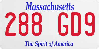 MA license plate 288GD9