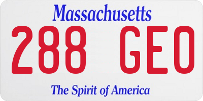 MA license plate 288GE0