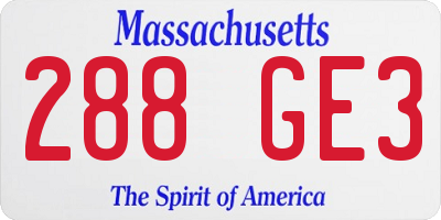 MA license plate 288GE3